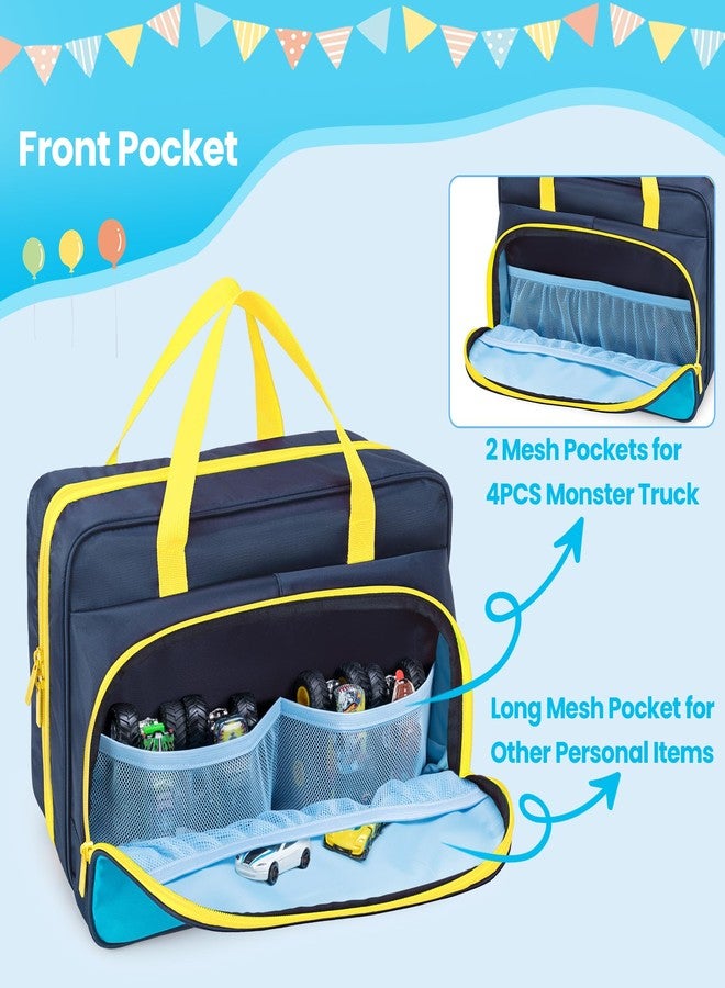 CURMIO Carrying Case Compatible with Monster Jam Trucks, Portable 1:64 Scale Monster Truck Bag Holding 34 Toy Cars for Collectors, Navy-White, Bag Only - Image 3
